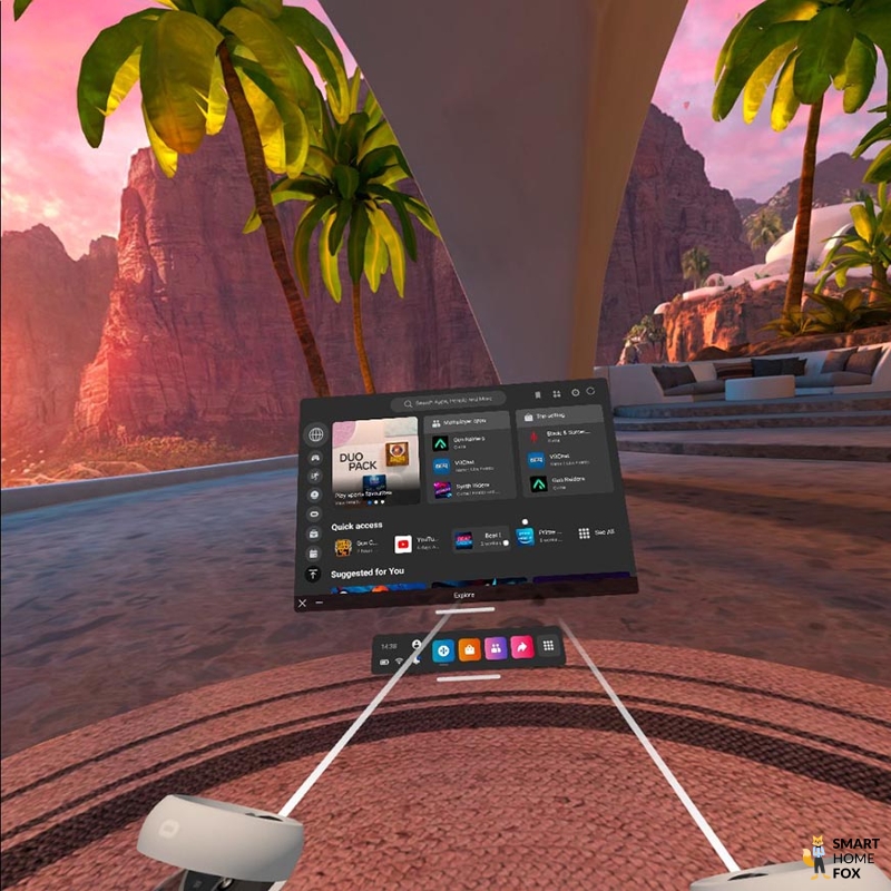 Меню свободно парит в пространстве